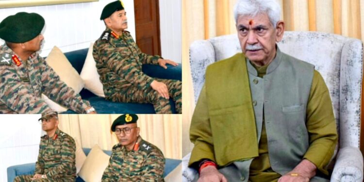 LG Sinha Reviews Security with Army Chief, Northern Command Head