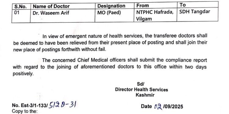 Paediatric Doctor Posted at SDH Tangdhar, Fulfilling Long-Pending Demand of Karnah Residents